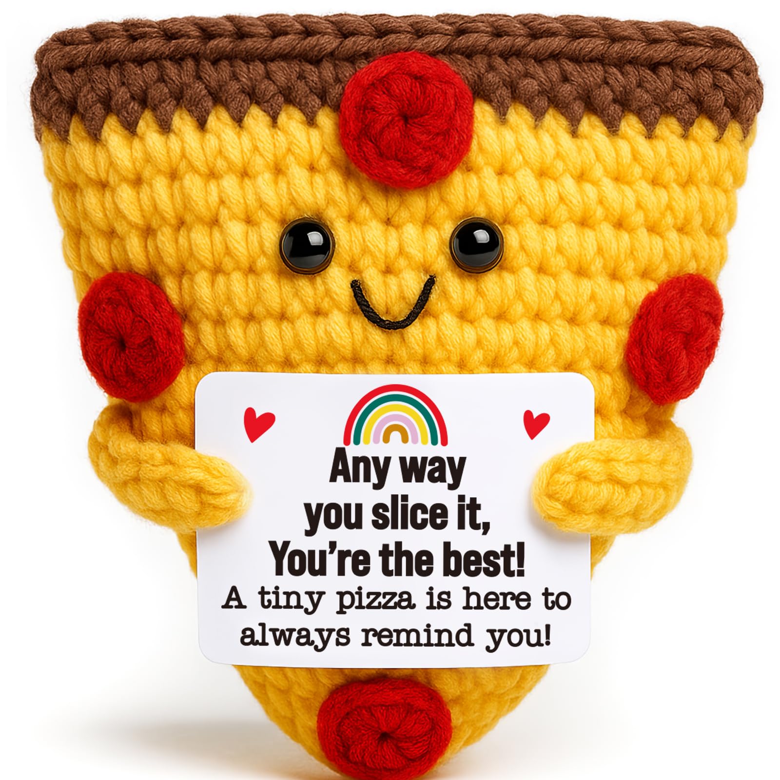 Mini Christimas Inspirational Gifts For Women Men Handmade Crochet Pizza Gift For Encouragement Self Care Motivation Comfort Positive Gift For Friend Teacher Coworker Christmas White Elephant Gifts