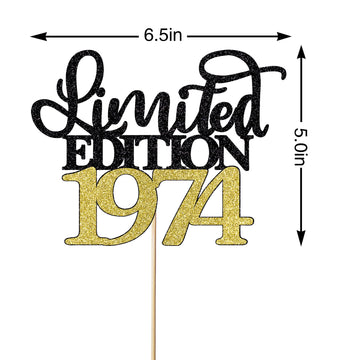 Leetaivie Limited Edition 1974 Cake Topper, Happy 50Th Birthday Cake Topper, Men And Women Cheer 50 Years /50 & Fabulous Cake De