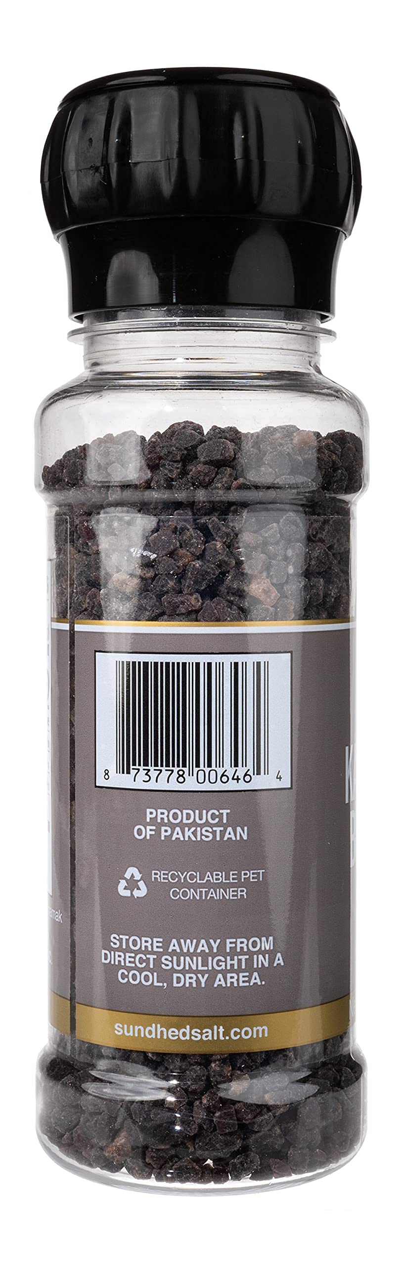 Sundhed Himalayan Black Rock Salt Kala Namak (Course) In Grinder  210 Grams (7.40 Oz)  Natural Vegan Seasoning