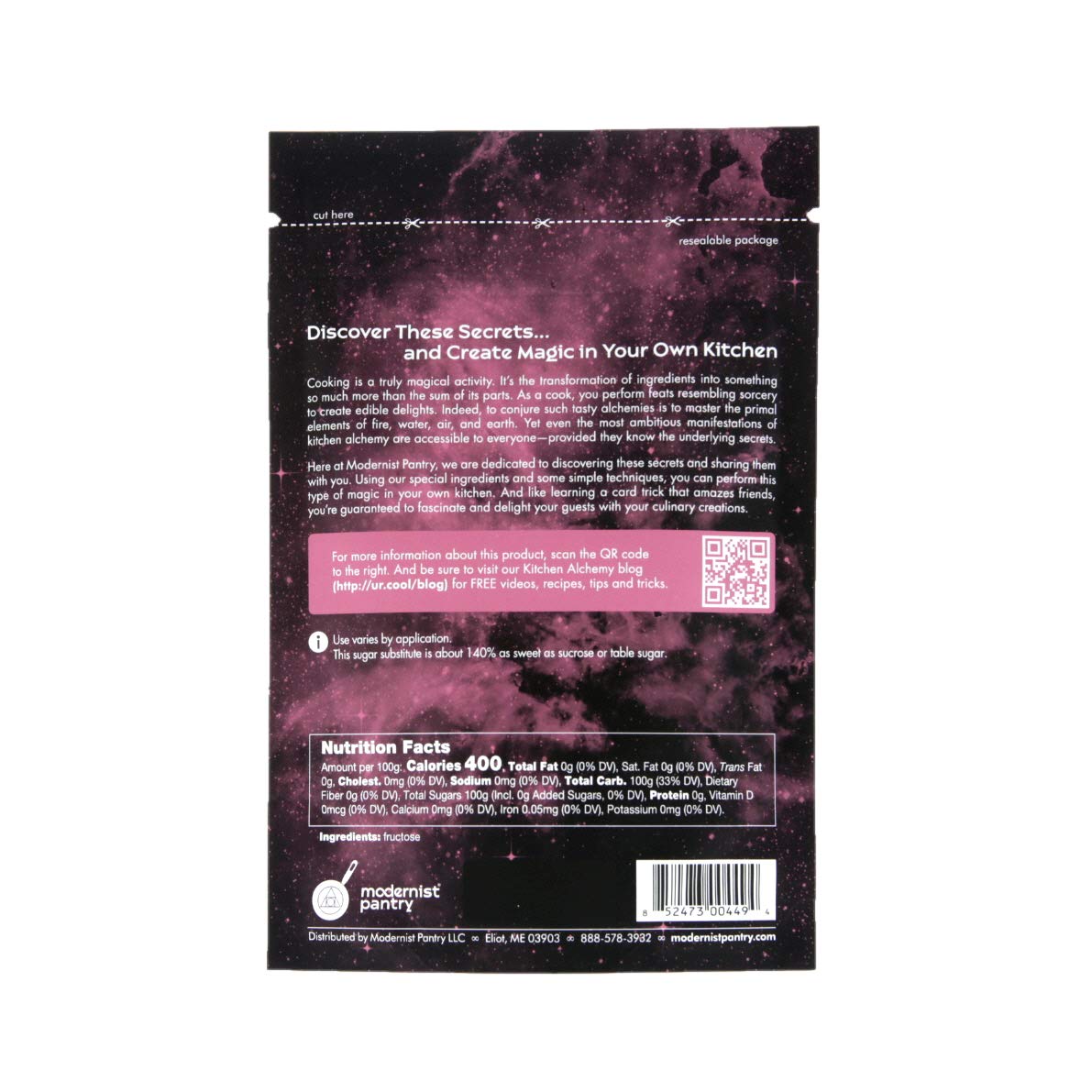 Pure Fructose Granulated Powder Vegan Gluten-Free Ou Kosher Certified - 200G/8Oz.