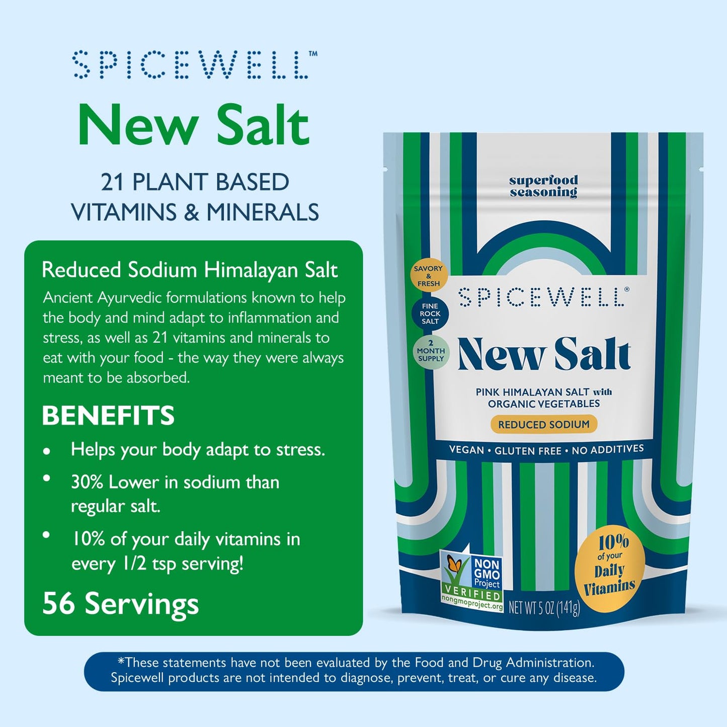 Spicewell Himalayan Pink Salt with 21 Vitamins & Minerals, 30% Lower Sodium, 5oz Pouch
