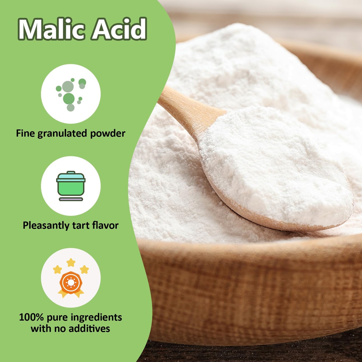 Viktairy Malic Acid Powder, Food Grade, 1.5 LB for Sour Candy, Gummy Bears, Drinks, Baking - PGS_1.5LB