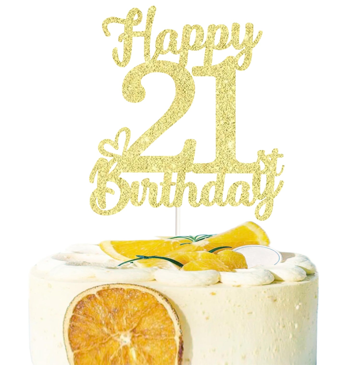 21 Birthday Cake Toppers-Gold Glitter, 21St Cake Topper For Men,21 Cake Topper For Women, 21St Birthday Decorations,21St Birthda