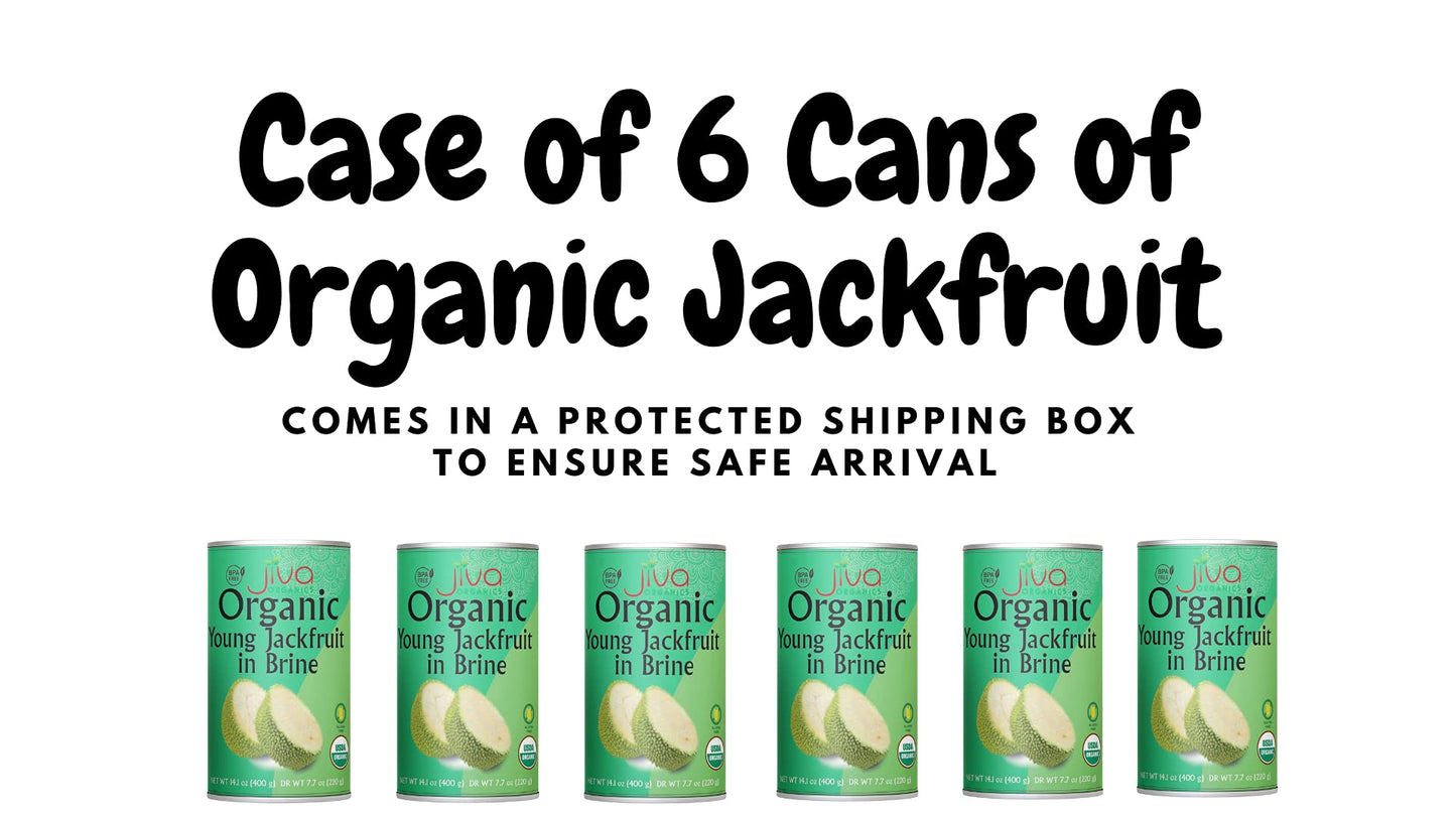 Jiva Organic Young Green Jackfruit 14 Ounce (Pack of 6) - BPA Free, Gluten Free, Jackfruit Canned, Delicious Vegan Meatless Alte