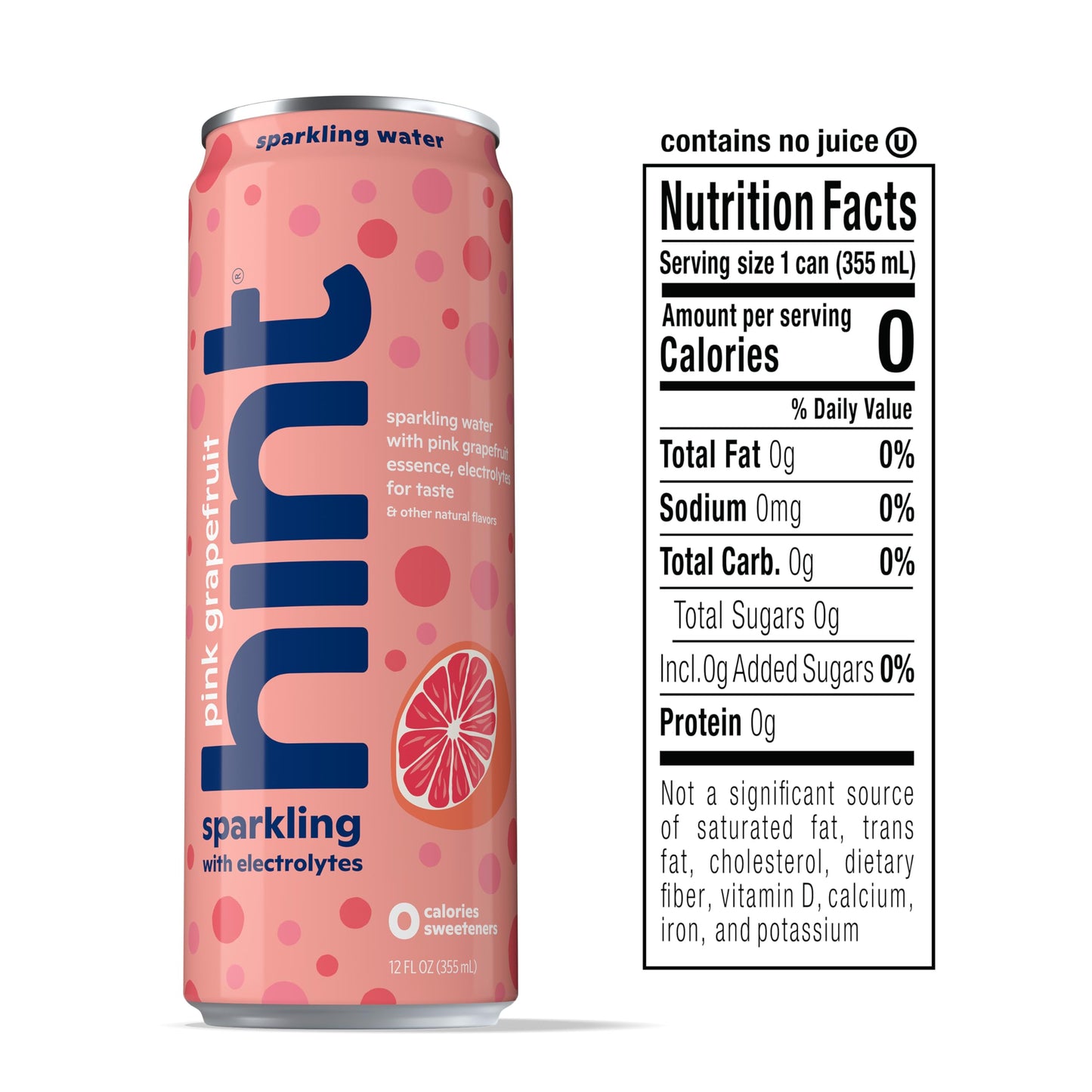 Hint Sparkling Water, Pink G fruit, Zero Calories, Sugar Free, 12 Fl Oz Cans, Pack of 12