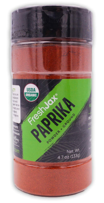 Freshjax Premium Organic Spices, Herbs, Seasonings, And Salts (Certified Organic Paprika - Large Bottle)