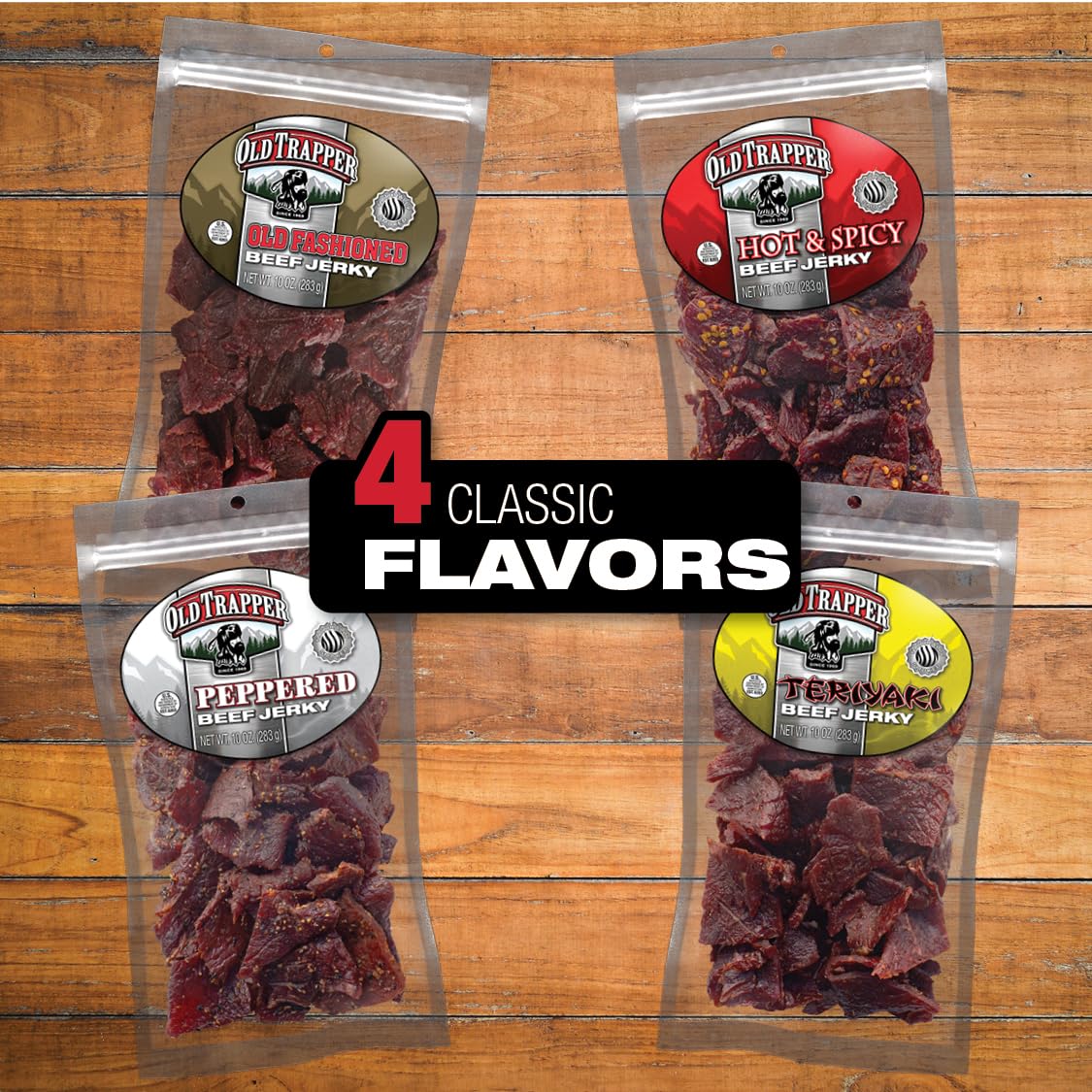 Old Trapper Beef Jerky, Hot & Spicy 10-Ounce Individual Pack, Tender And Spicy Meat Snacks For Lunches Or Between Meals, 11 Gram