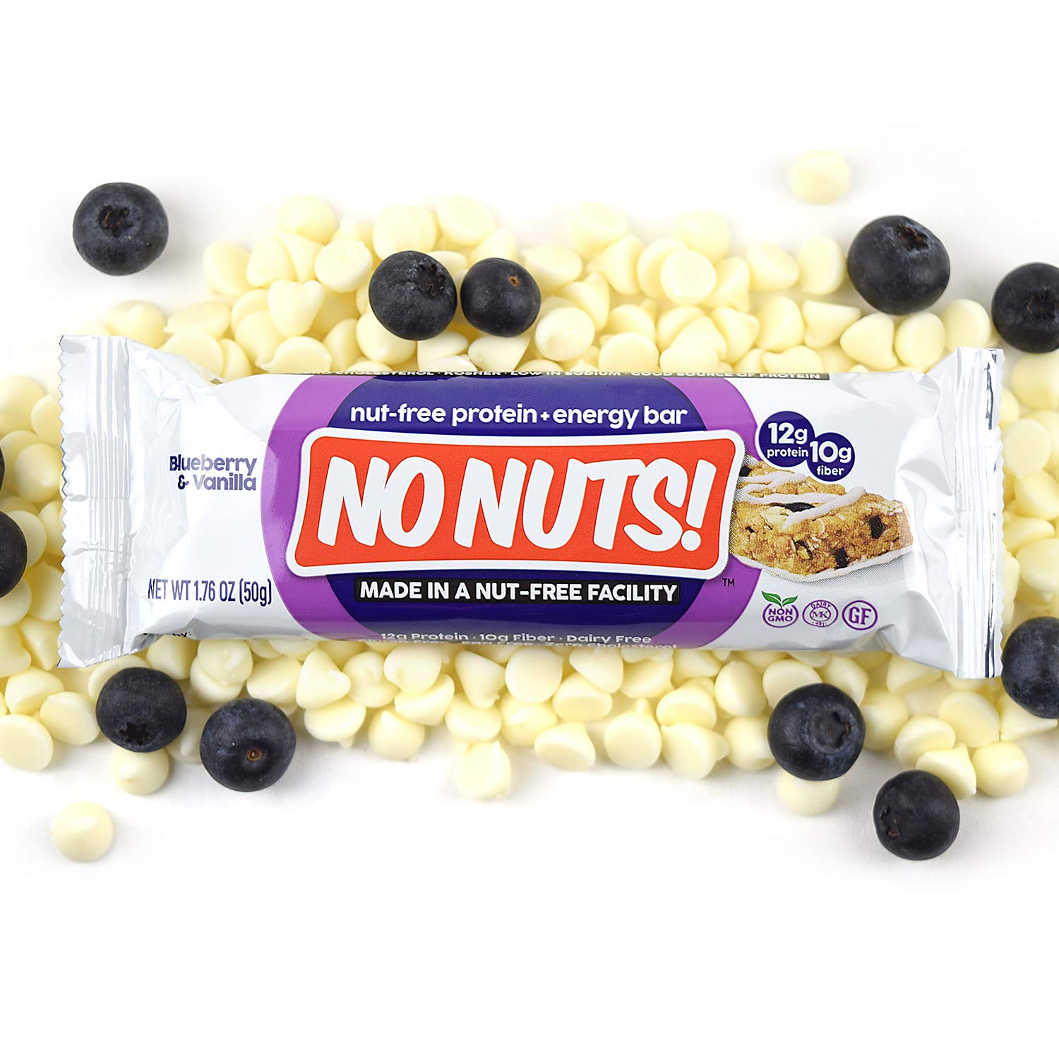 No Nuts! 100% Nut Free Dairy Free Vegan Protein Bars, Blueberry & Vanilla, Organic, Kosher, Egg-Free, Non-Gmo & Dairy-Free Prote
