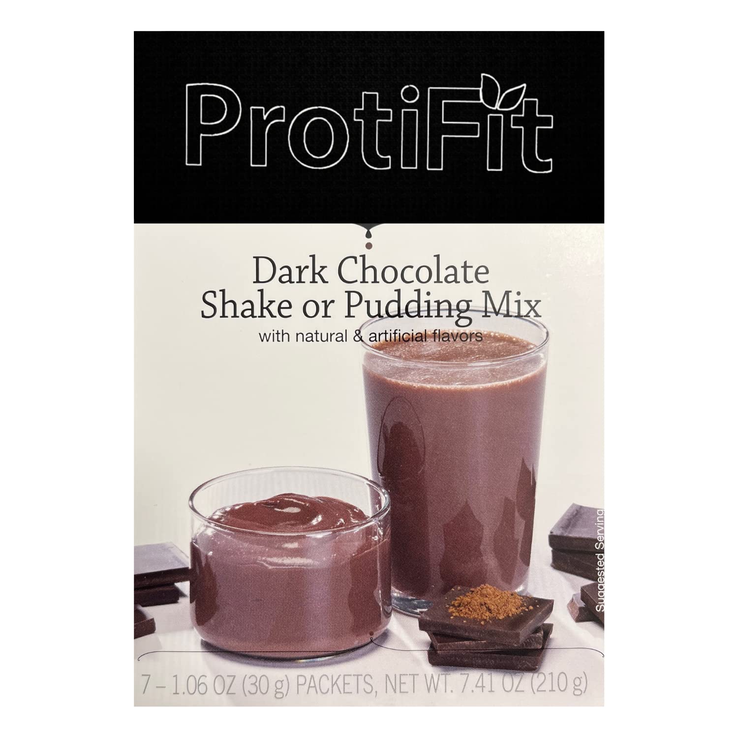 ProtiFit High Protein Pudding/Shake Mix, 15g Protein, Low Calorie, 7 Ounce, Dark Chocolate