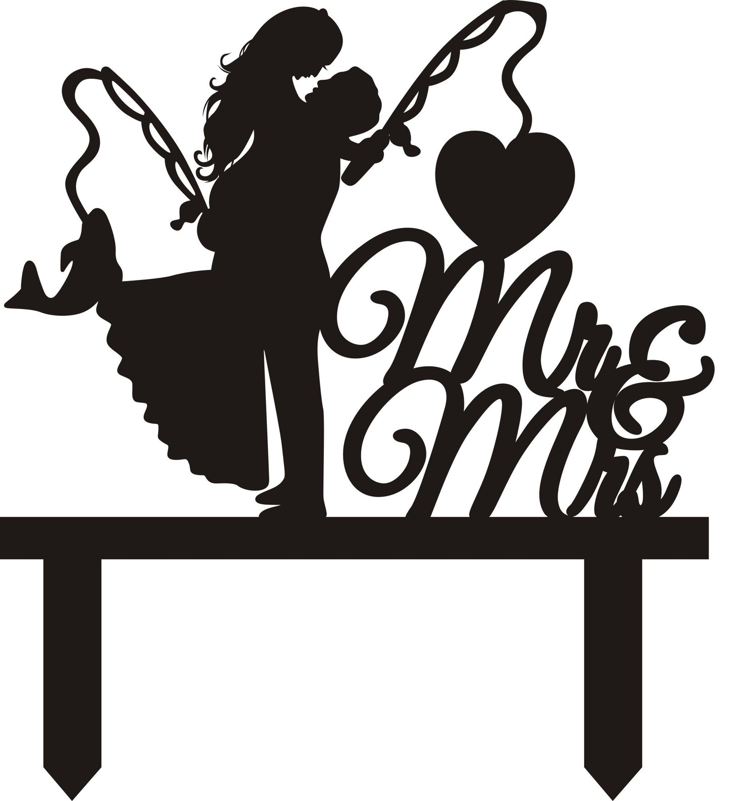 iEventStar Wedding Cake Topper Bride Groom Fishing Black 1 Count