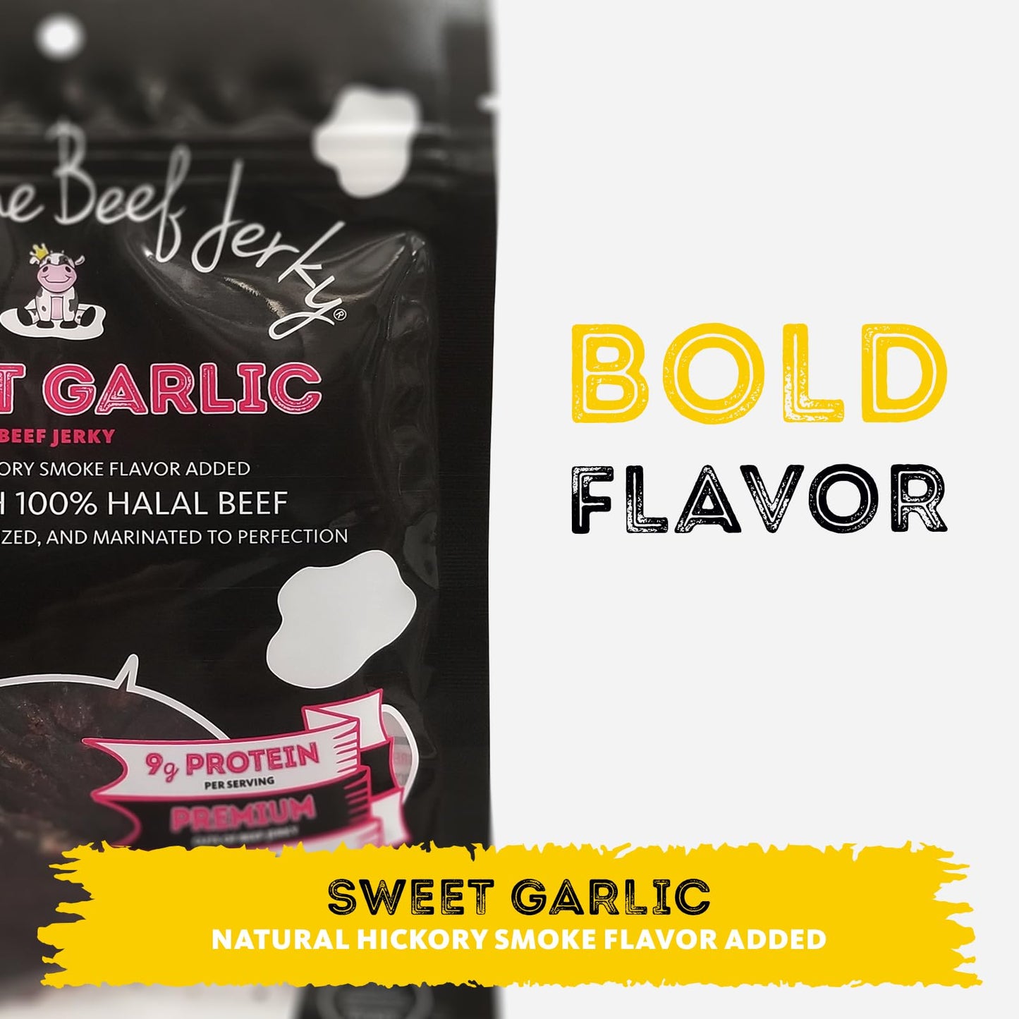 Supreme Beef Jerky, Halal Beef Jerky, Zabiha Halal Certified Beef, Handcrafted Gourmet Meat Snacks, 2.5 Oz Sweet Garlic, 2.5 Oun