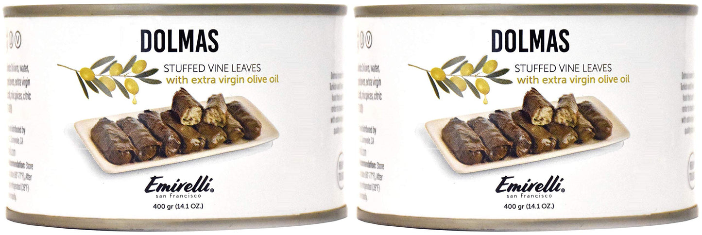 Emirelli Dolmas Stuffed Grape Leaves, Vegan, Mediterranean Herbs, 14 oz (Pack of 2)