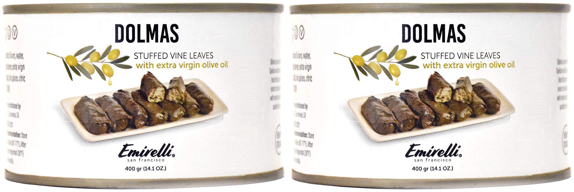 Emirelli Dolmas Stuffed Grape Leaves, Vegan, Mediterranean Herbs, 14 oz (Pack of 2)