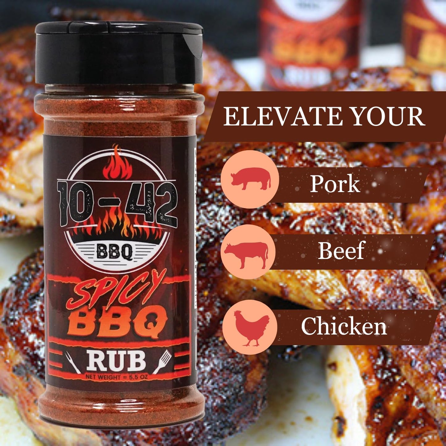 Five Star Seasonings Spicy BBQ Rub - All Natural, Low Sodium, 5.5 oz