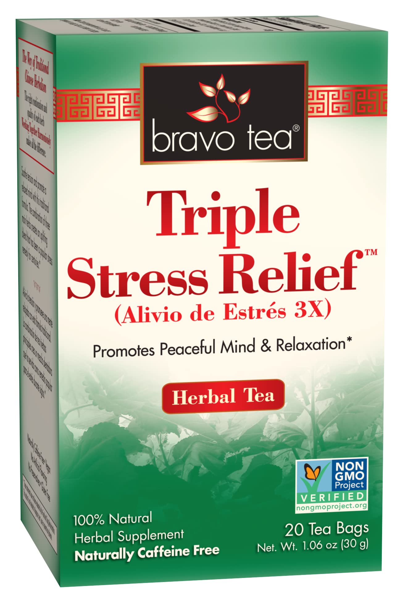 Bravo Tea Triple Stress Relief Caffeine Free Tea Bags, 20 Count