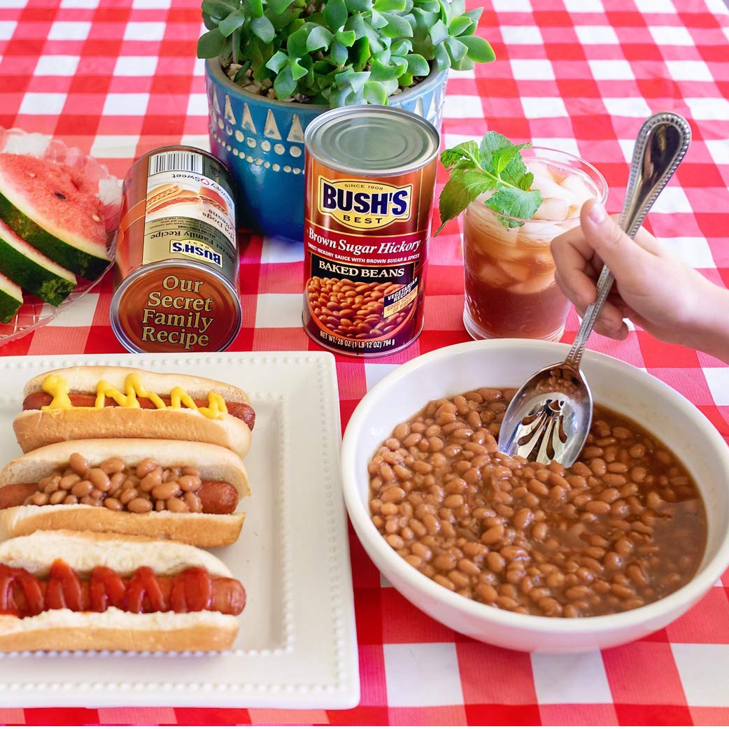 Bush'S Best Canned Brown Sugar Hickory Baked Beans, Source Of Plant Based Protein And Fiber, Low Fat, Gluten Free, 28 Oz (Pack O