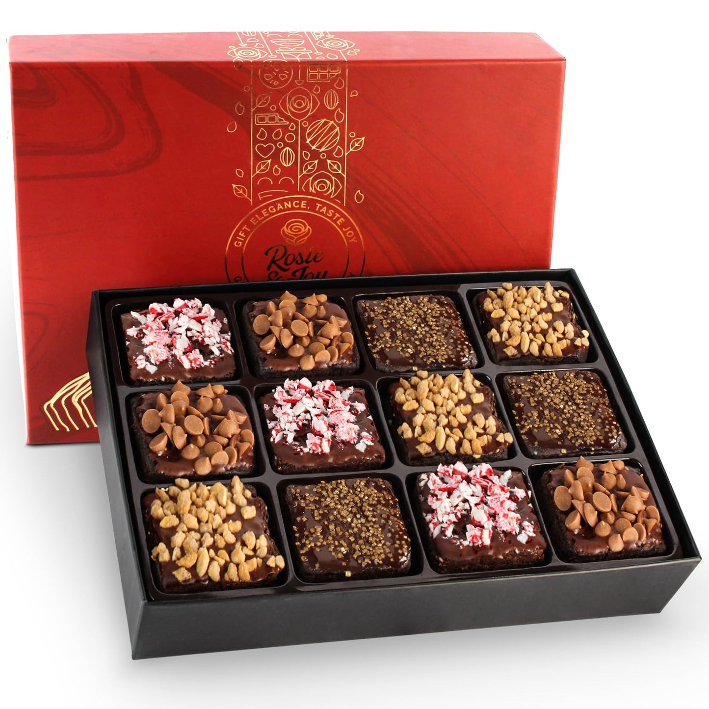 Gourmet Brownie Gift Box – 12 Assorted Rich, Chocolate Brownies Handcrafted For Freshness – Gift Basket, Holiday Gift Baskets For Women, Coworkers, Friends, Family - Made In Usa