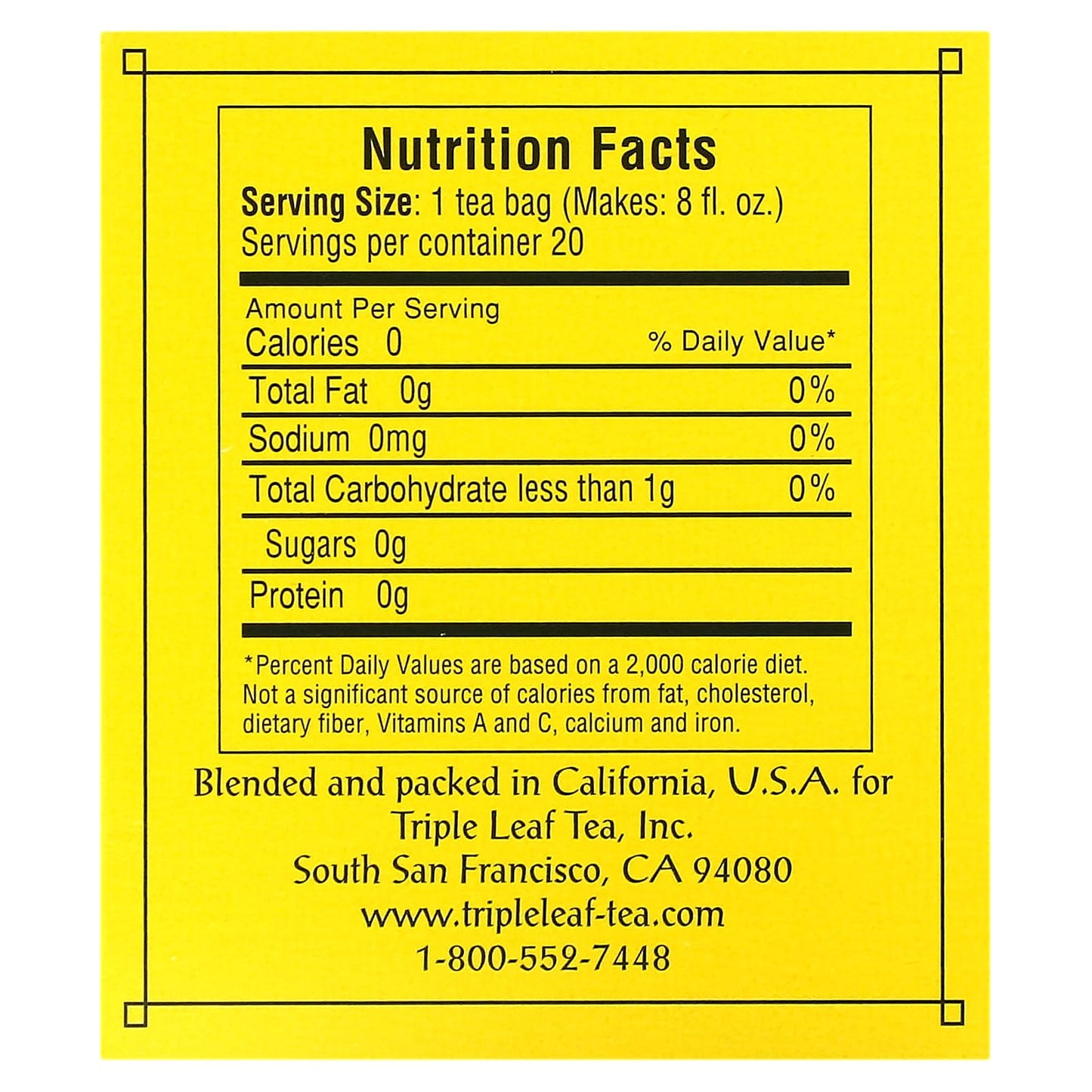 Triple Leaf Tea Lemon Ginger Tea - 20 Tea Bags, 1.41 oz (40 g)