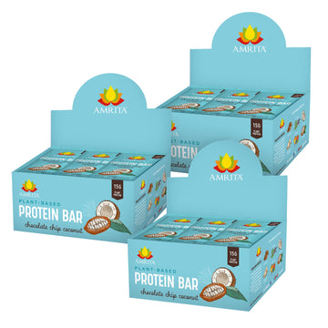 Amrita Chocolate Chip Coconut Vegan Protein Bars, Peanut/Dairy Free, Soy & Gluten Free, 15G Of Plant Based Protein Bars, High Fi
