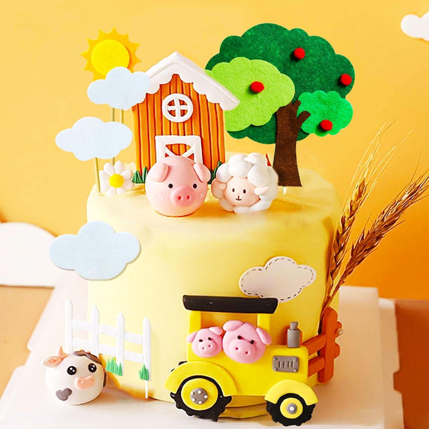 Jevenis Farm Animal Cake Decoration Sheep Cake Topper Farm Animal Birthday Decoration Cow Cake Decoration Pig Cake Topper For Fa