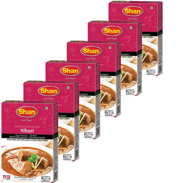 Shan Nihari Masala Seasoning Mix, Spice Packets for Slow Cooked Meat Stew, 60g (Pack of 6)