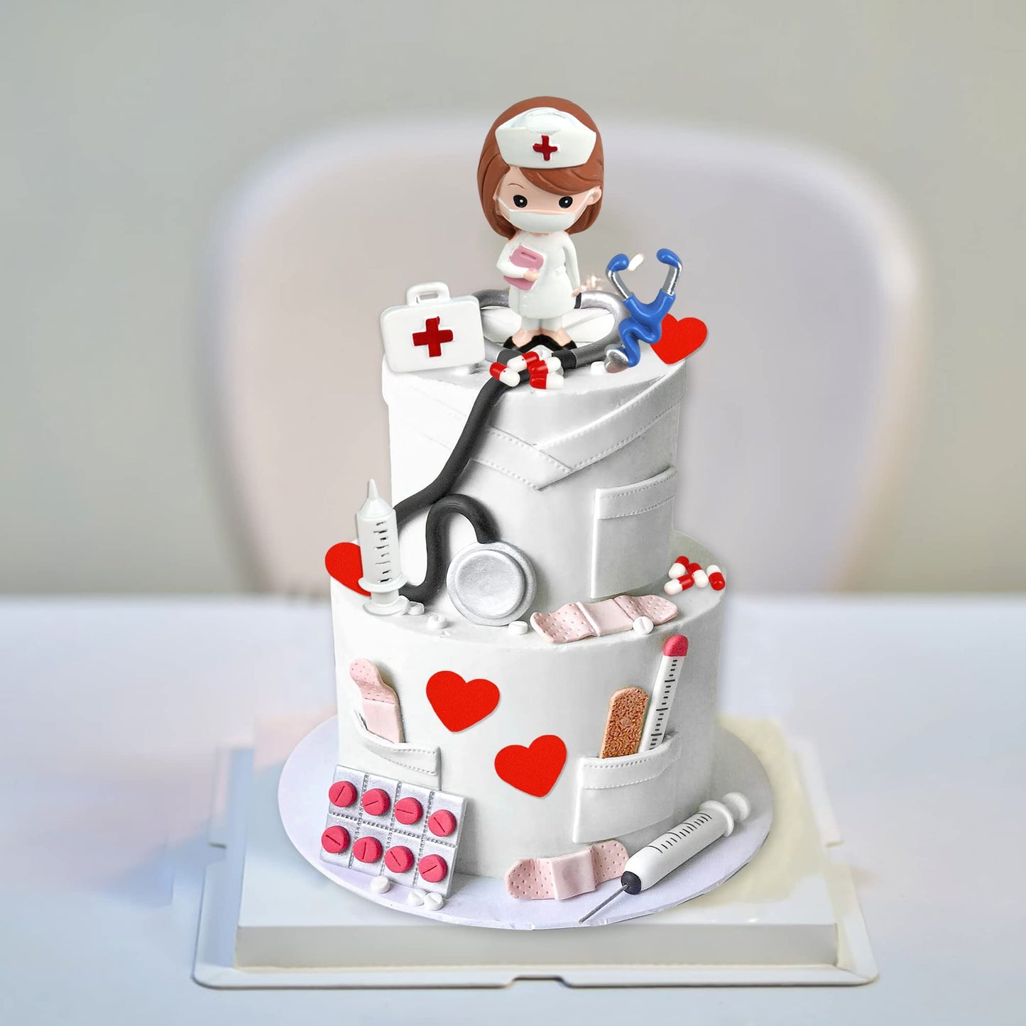 BANBALLON 19PCS Nurse Cake Toppers Medical Cupcake Decorations Resin Red - Model SHXXYI015