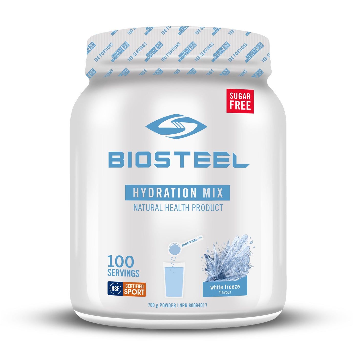 Biosteel Zero Sugar Hydration Mix  Great Tasting Hydration With 5 Essential Electrolytes  White Freeze  100 Servings Per Tub