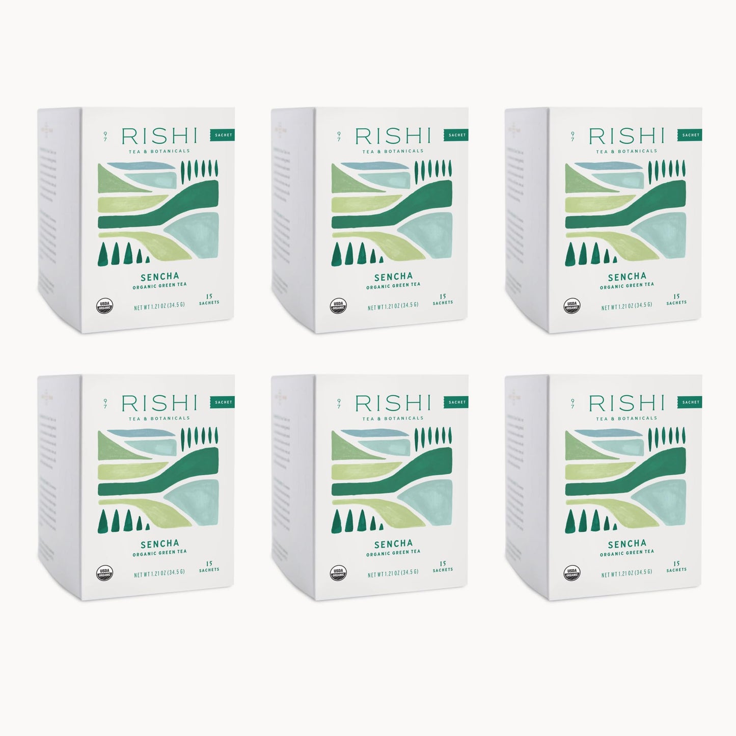 Rishi Tea Sencha Green Tea | USDA Organic Direct Trade Sachet Tea Bags  Certified Kosher Caffeinated Japanese Green Tea | 15 Count (Pack of 6)