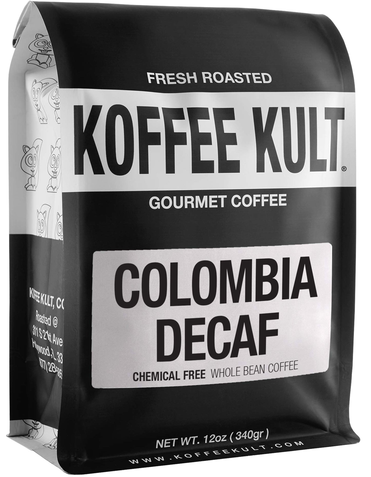 Koffee Kult Decaf Coffee Beans, Medium Roast, 100% Arabica, Swiss Water Process, Whole Bean, 12oz