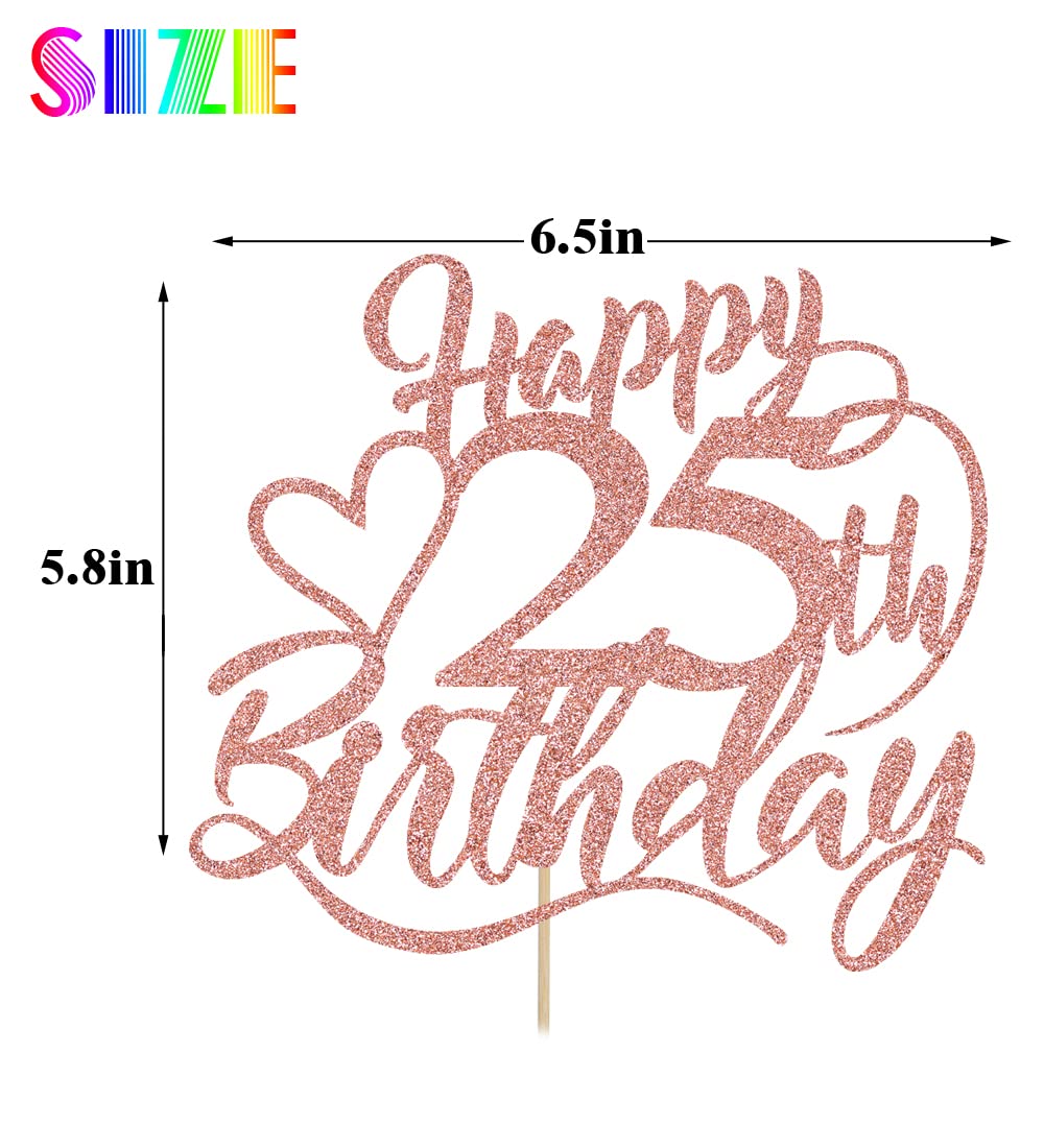 Happy 25Th Birthday Cake Topper For 25Th Men And Women Birthday Party Decorations