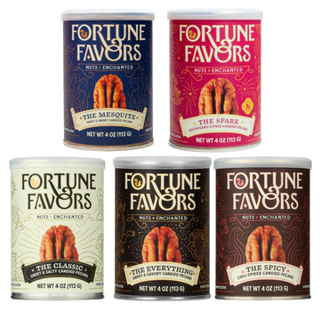 Fortune Favors Candied Pecans, Sweet and Salty Snack, Hand Crafted in Small Batches, USA-Grown (4oz, Variety)