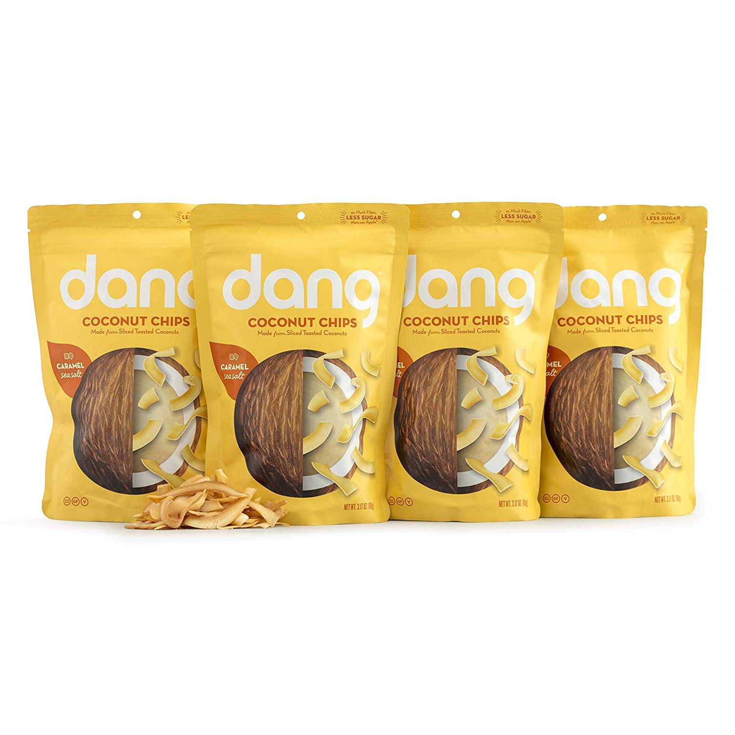 DANG Toasted Coconut Chips | Caramel Sea Salt | 4 Pack | Vegan, Gluten Free, Paleo Friendly, Non Gmo, Healthy Snacks Made With W