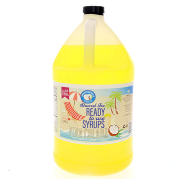Hypothermias Pina Colada Ready To Use Gallon (128 Fl. Oz) Hawaiian Snow Cone Flavors Syrup - Shaved Ice, 100% Pure Cane Sugar