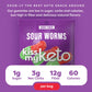 Kiss My Keto Sour Gummy Worms – Low Carb, 1g Sugar, High Fiber – Pack of 8