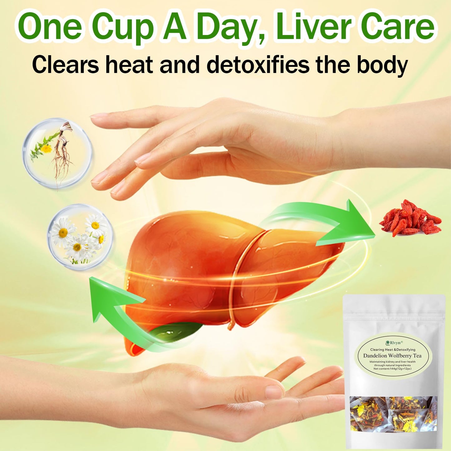 30pcs Dandelion Wolfberry Tea, Goji Berry Chrysanthemum Cassia Seed Tea, Seven Natural Herbal Ingredients, For Kidney & Liver He