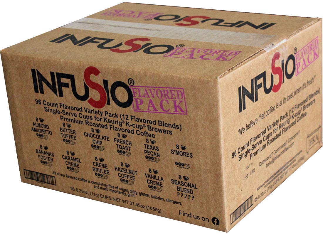 InfuSio Flavored Coffee Pods Variety Pack – 96 Count, Gourmet Dessert Blends for Keurig K-Cup 2.0