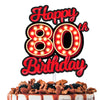 Happy 80th Birthday Cake Topper Fluorescent Flashing Night Out Hen Movie Nightclub Theme Decor Supplies Woman Man Happy Birthday