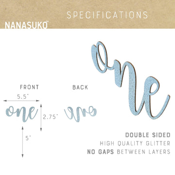 Nanasuko 1St Birthday Cake Topper - One - Double Sided Baby Blue Glitter - Premium Quality Made In Usa