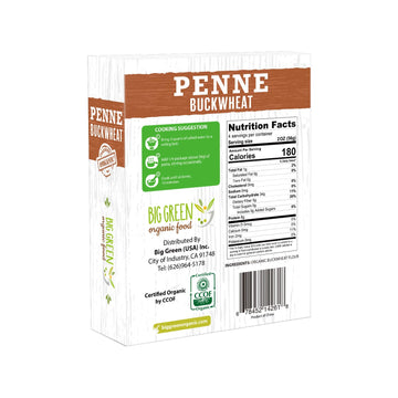 Big Green Organic Food- Organic Buckwheat Penne, 8.8Oz, Gluten-Free, Non-Gmo, Vegan (12)