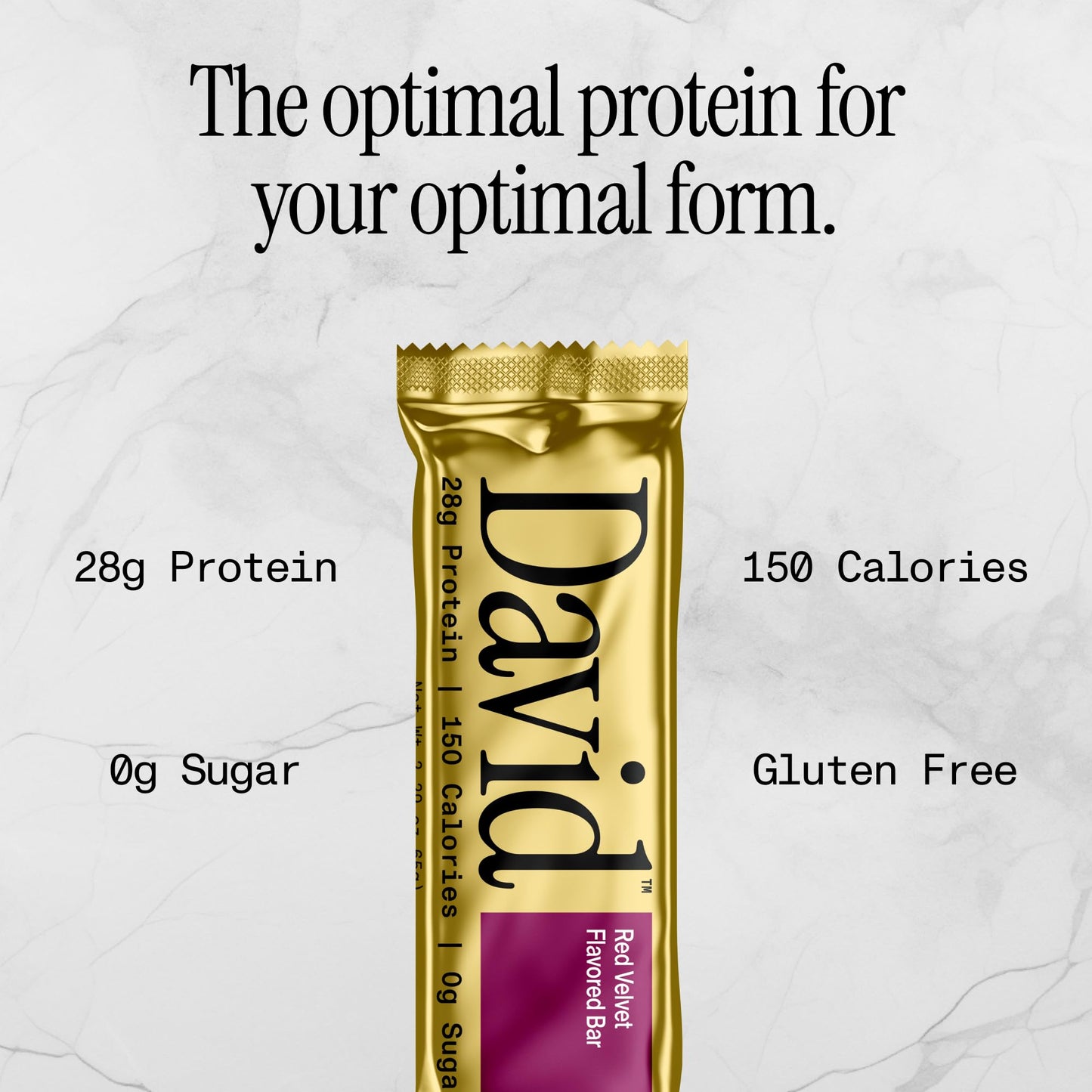 David Protein Bar  Red Velvet  24 Protein Bars | 28g of Protein | 150 Calories | 0g of Sugar - High Protein  Low Carb  Gluten Free Protein Bar  Pack of 24