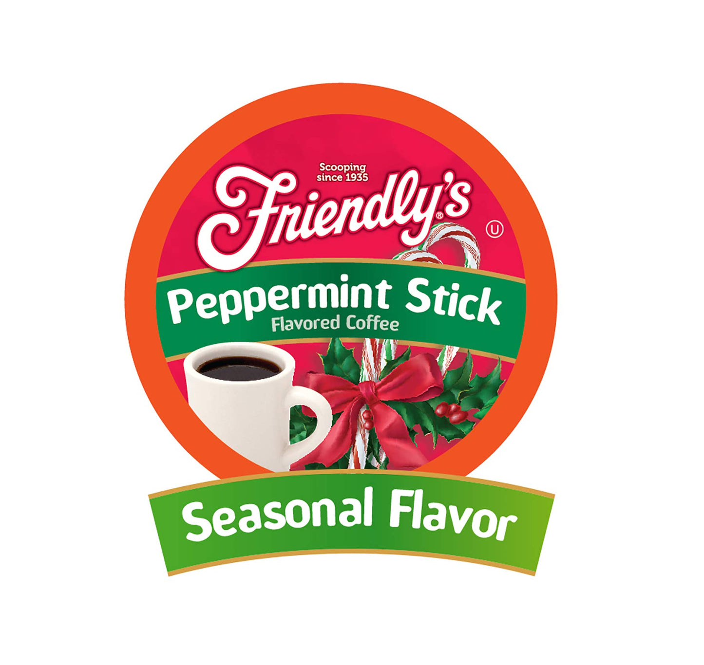 Friendlys Flavored Ice Cream Coffee Pods, Peppermint Stick, 40 Count, Compatible with Keurig K Cup Brewers