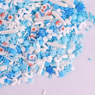 Christmas Sprinkles Holiday Snowflake Sprinkles for Cake Decorating Edible Blue White Sprinkles Snowman Frozen Sprinkle Pearls S
