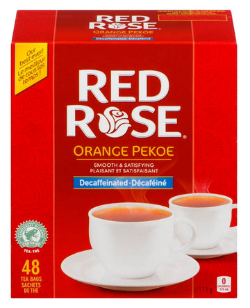 Red Rose Decaffeinated Orange Pekoe Tea 48 Bags 115G {Imported From Canada}