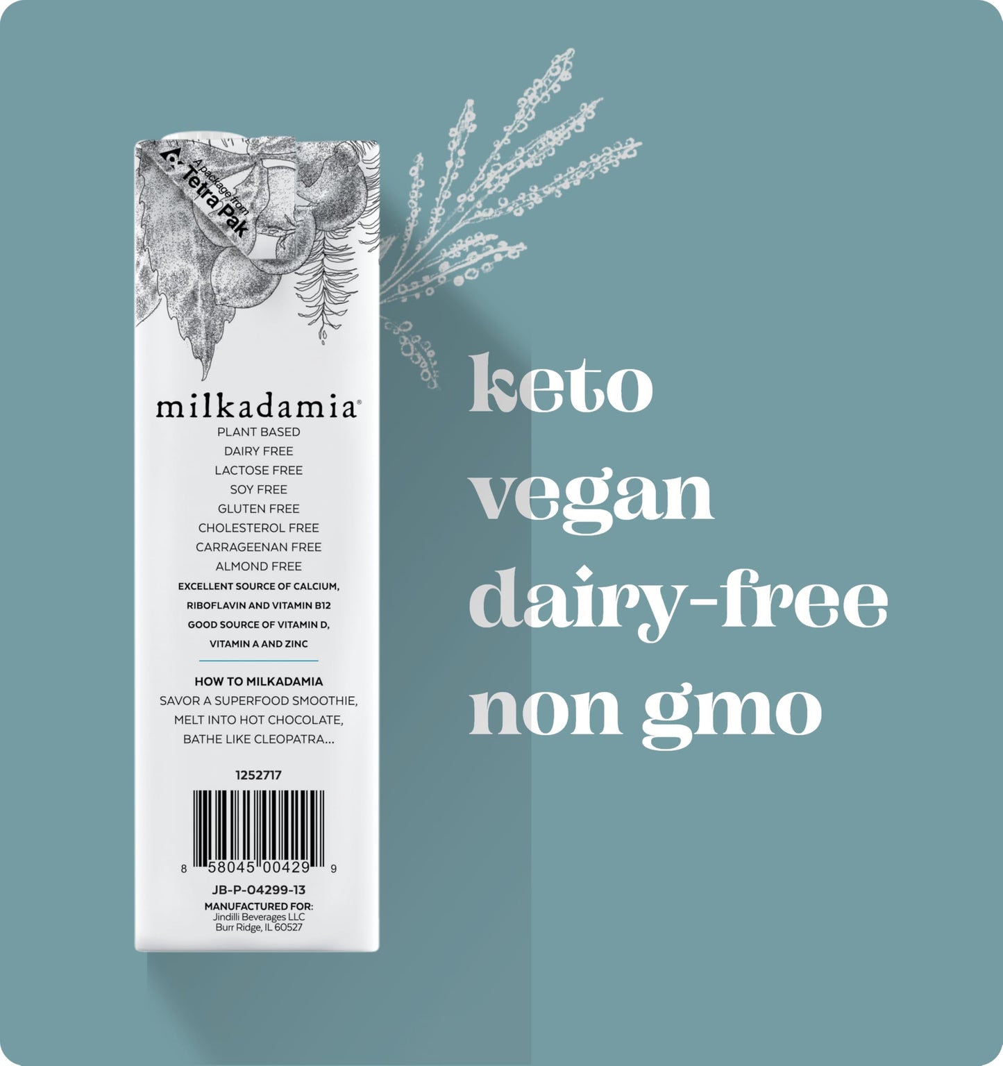 milkadamia Macadamia Milk - Unsweetened - 32 Fl Oz (Pack of 6) - Lactose Free, Vegan, Shelf Stable, Plant Based, Non Dairy, Dair