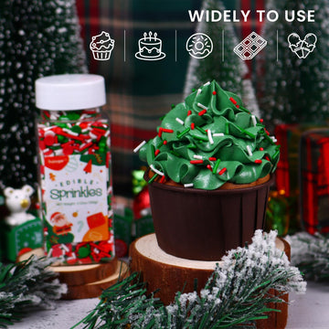 Christmas Sprinkles For Cake Decorating, 3.52Oz Red Green Sprinkles, Edible Jimmies Sprinkles For Cupcake Toppers Baking Cookie