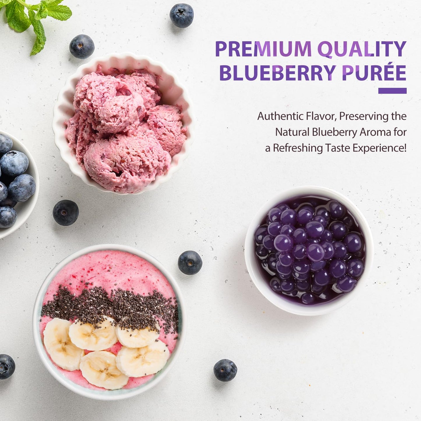 Soeos Blueberry Popping Boba Pearls 6.6 Lb (3000 G), Bursting Boba Pearls For Bubble Tea, Beverages, Shakes, Desserts, Smoothie