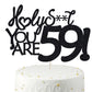 veegood Happy 59th Birthday Cake Topper - Black Glitter, Funny 59th Design, Model T635