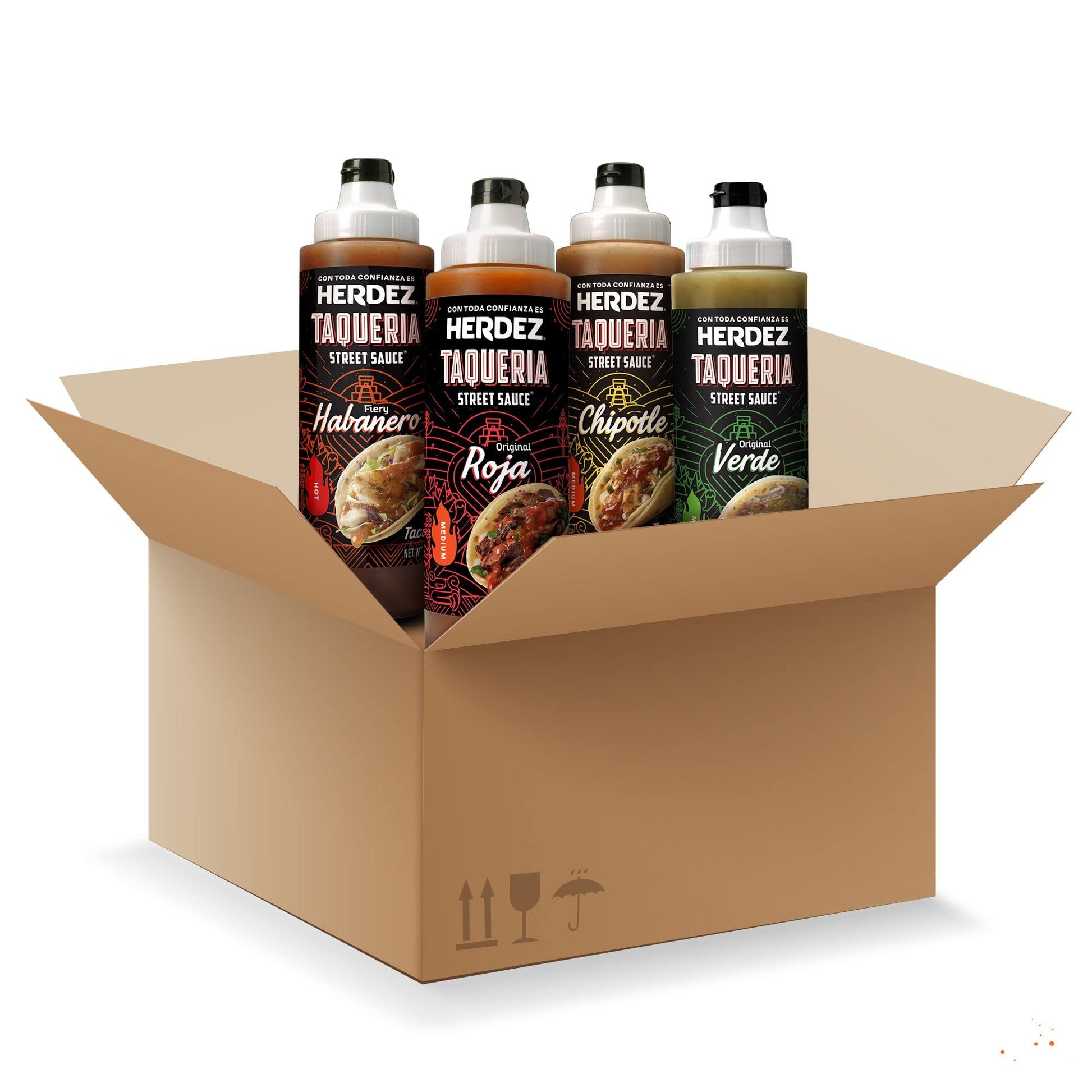 Herdez Taqueria Street Sauce Variety Pack, Habanero, Verde, Roja & Chipotle, 9 oz Bottles (Pack of 4)