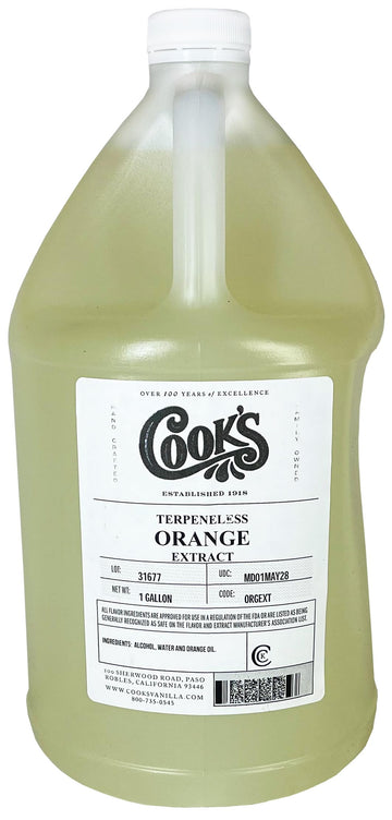 Cook's Pure Orange Extract From Florida Oranges | For Ice Cream, Cakes, Breads, Cookies and Drinks, 128 oz (1 Gallon)