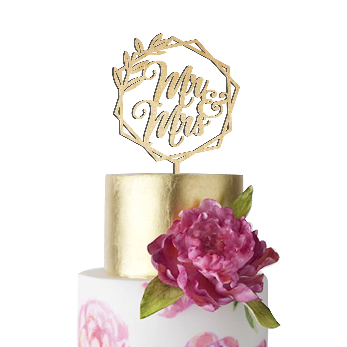 Happyplywood Mr And Mrs Wedding Cake Toppers Bride Groom Cake Topper For Wedding Wooden Wreath Rustic Hexagon Funny Decoration M